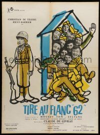 6z197 ARMY GAME French 22x30 '60 Givray & Truffaut, wacky art of top cast by Cabu!