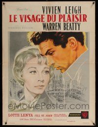 6z219 ROMAN SPRING OF MRS. STONE French 24x32 '62 Mascii art of Warren Beatty & Vivien Leigh!