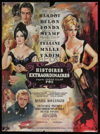 6z221 SPIRITS OF THE DEAD French 23x31 '69 Fellini, Allard art of Bardot, Fonda, Delon & Stamp!