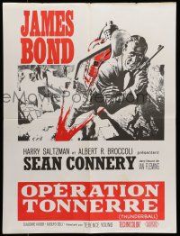 6z224 THUNDERBALL French 23x32 R60s art of Sean Connery as secret agent James Bond 007!