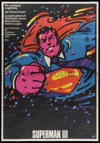 6z370 SUPERMAN III Polish 27x38 '85 best different art of Christopher Reeve by Waldemar Swierzy!