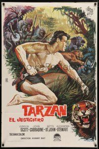 6z080 TARZAN THE MAGNIFICENT Spanish '62 art of barechested Gordon Scott, the greatest of them all