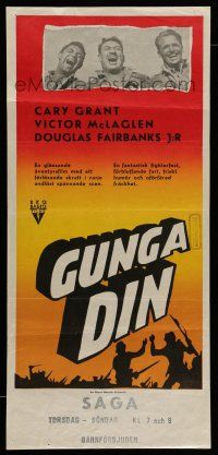 6z091 GUNGA DIN Swedish stolpe '39 Cary Grant, Douglas Fairbanks & Victor McLaglen, different!