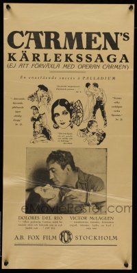 6z094 LOVES OF CARMEN Swedish stolpe '28 Raoul Walsh, different images of Dolores Del Rio!