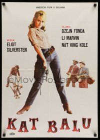 6z529 CAT BALLOU Yugoslavian 20x28 '65 classic sexy cowgirl Jane Fonda, Lee Marvin, great image!