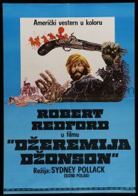 6z571 JEREMIAH JOHNSON Yugoslavian 19x27 '72 cool Coconis art of Robert Redford, directed by Pollack