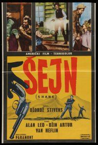 6z613 SHANE Yugoslavian 17x26 '53 classic western, Alan Ladd, Jean Arthur, Van Heflin, De Wilde!