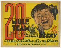 7a011 20 MULE TEAM TC '40 Wallace Beery, Leo Carrillo, Marjorie Rambeau, first Anne Baxter!