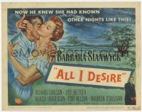 7a035 ALL I DESIRE TC '53 art of sexy Barbara Stanwyck & Richard Carlson, directed by Douglas Sirk