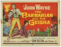 7a084 BARBARIAN & THE GEISHA TC '58 art of John Wayne & sexy Eiko Ando, directed by John Huston!