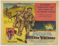 7a117 BITTER VICTORY TC '58 Nicholas Ray, art of Richard Burton in a desert commando raid in WWII!