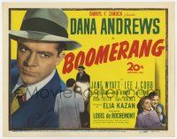 7a141 BOOMERANG TC '47 super close up of Dana Andrews, Jane Wyatt, Elia Kazan film noir!