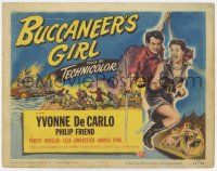 7a163 BUCCANEER'S GIRL TC '50 art of sexy Yvonne DeCarlo & swashbuckler Philip Friend!