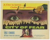 7a206 CITY OF FEAR TC '59 crazy Vince Edwards, cool eyes over Los Angeles skyline artwork!