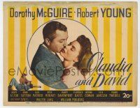 7a208 CLAUDIA & DAVID TC '46 romantic close up of newlyweds Dorothy McGuire & Robert Young!