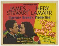 7a215 COME LIVE WITH ME TC '41 sexy Hedy Lamarr & James Stewart, how to woo an unkissed bride!