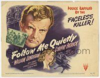 7a367 FOLLOW ME QUIETLY TC '49 William Lundigan, Patrick, police baffled by the Faceless Killer!