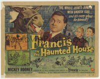 7a382 FRANCIS IN THE HAUNTED HOUSE TC '56 wacky art of Mickey Rooney with the talking mule!