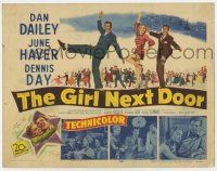 7a410 GIRL NEXT DOOR TC '53 artwork of Dan Dailey, sexy June Haver & Dennis Day all dancing!