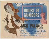 7a499 HOUSE OF NUMBERS TC '57 Jack Palance & Barbara Lang in the most fascinating get-away ever!