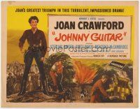 7a529 JOHNNY GUITAR TC '54 gunslinger Joan Crawford & Sterling Haydenin title role, Nicholas Ray