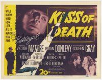 7a543 KISS OF DEATH TC '47 Victor Mature was marked for betrayal, film noir classic!