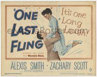 7a621 ONE LAST FLING TC '49 laughing Zachary Scott hoists beautiful Alexis Smith in the air!