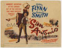 7a674 SAN ANTONIO TC '45 great full-length image of Alexis Smith on Errol Flynn's shoulder!