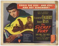 7a684 SECRET FURY TC '50 Claudette Colbert accused of marrying, murdering & forgetting it all!