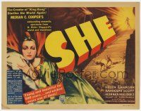 7a001 SHE TC '35 art of Helen Gahagan, directed by Irving Pichel, H. Rider Haggard, ultra rare!