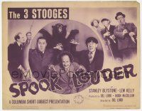 7a717 SPOOK LOUDER TC '43 Three Stooges Moe, Larry & Curly making scary faces by fake bear!