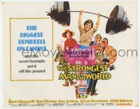 7a733 STRONGEST MAN IN THE WORLD TC '75 Disney, art of teen Kurt Russell lifting huge weights!
