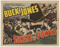 7a736 SUNSET OF POWER TC '35 great image of Buck Jones pointing gun + artwork of cattle stampede!