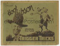 7a782 TRIGGER TRICKS TC '30 great photo of smiling Hoot Gibson + art of him on rearing horse!