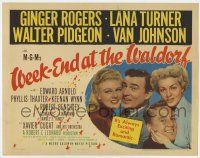 7a812 WEEK-END AT THE WALDORF TC '45 Ginger Rogers, Lana Turner, Walter Pidgeon, Van Johnson