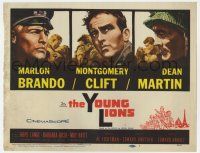 7a847 YOUNG LIONS TC '58 art of Nazi Marlon Brando, Dean Martin & Montgomery Clift in World War II
