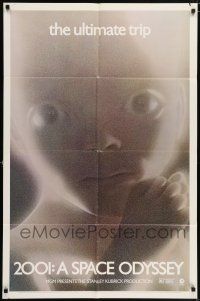 7b002 2001: A SPACE ODYSSEY 1sh R74 Stanley Kubrick, greenish-blue image of star child!
