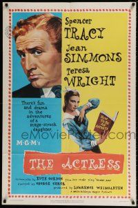 7b009 ACTRESS 1sh '53 Jean Simmons, cool close-up art of Spencer Tracy!