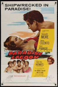 7b010 ADMIRABLE CRICHTON 1sh '58 art of Kenneth More on the beach with Cilentro and sexy girls!