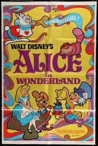 7b015 ALICE IN WONDERLAND 1sh R81 Walt Disney Lewis Carroll classic, cool psychedelic art