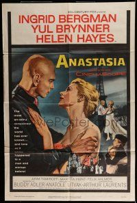 7b024 ANASTASIA 1sh '56 great romantic art of Ingrid Bergman & Yul Brynner!