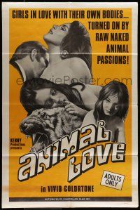7b031 ANIMAL LOVE 1sh '69 girls in love with their own bodies, naked animal passions, Kenny!