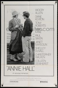 7b039 ANNIE HALL 1sh '77 full-length Woody Allen & Diane Keaton in a nervous romance!