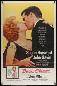 7b057 BACK STREET 1sh '61 Susan Hayward & John Gavin romantic close up, Vera Miles!