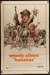 7b066 BANANAS 1sh '71 great artwork of Woody Allen by E.C. Comics artist Jack Davis!