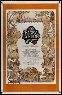 7b073 BARRY LYNDON 1sh '75 Stanley Kubrick, Ryan O'Neal, great colorful art of cast by Gehm!