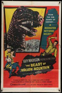 7b080 BEAST OF HOLLOW MOUNTAIN 1sh '56 from the dawn of history, a dinosaur monster beyond belief!