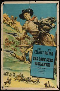 7b103 BILL ELLIOTT/TEX RITTER stock 1sh '53 cowboy action artwork, The Lone Star Vigilantes!