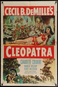 7b166 CLEOPATRA 1sh R52 sexy Claudette Colbert as the Princess of the Nile, Cecil B. DeMille