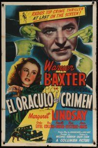 7b183 CRIME DOCTOR Spanish/U.S. 1sh '43 detective Warner Baxter, Margaret Lindsay, radio's top thriller!